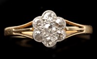 Lot 418 - A diamond cluster ring, the seven old cut...