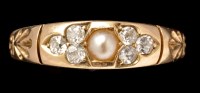 Lot 419 - A Victorian pearl and diamond ring, the...
