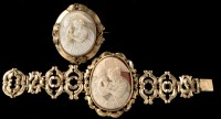 Lot 437 - A Victorian carved shell cameo and yellow...