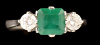 Lot 459 - An emerald and diamond ring, the square facet...