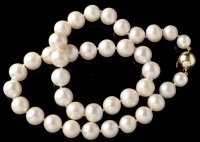 Lot 501 - A single strand cultured pearl necklace, the...