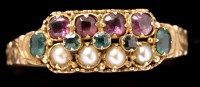 Lot 509 - A Victorian pink stone, green stone and half...