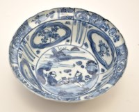 Lot 563 - Chinese blue and white bowl, central recess...