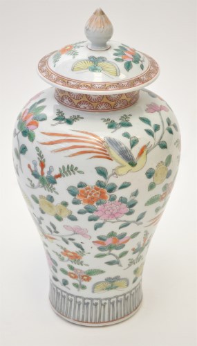 Lot 569 - Chinese Famille Rose inverted baluster vase...