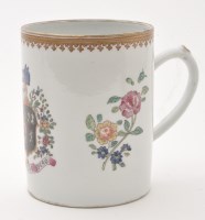 Lot 579 - Famille Rose porcelain tankard, cylindrical...