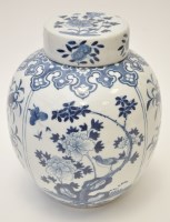 Lot 580 - Chinese blue and white ovoid vase, sides with...