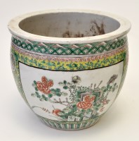 Lot 587 - Chinese famille verte jardiniere, yellow...