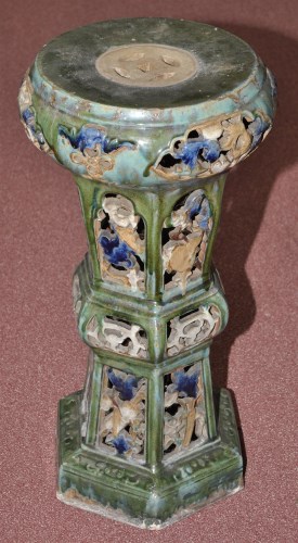 Lot 588 - Chinese colour glaze stoneware pedestal, of...