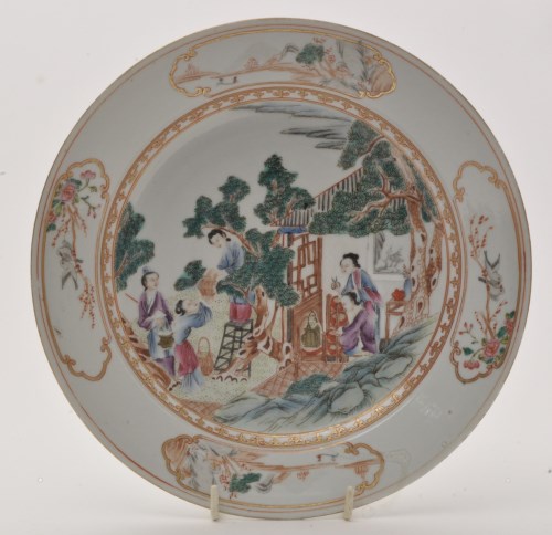 Lot 602 - Chinese famille rose dish, with figures...