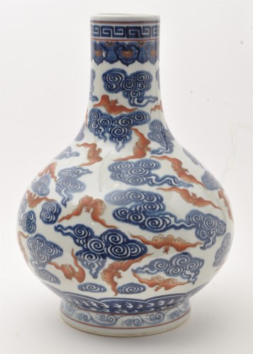 Lot 603 - Chinese blue and white and iron red ''bats...
