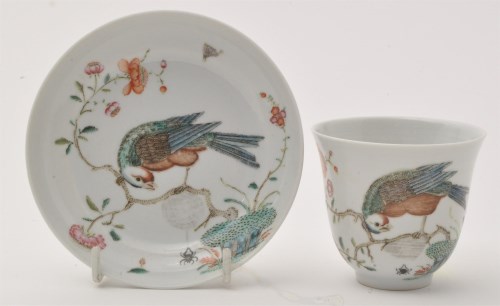 Lot 609 - Chinese famille rose tea bowl and saucer, with...