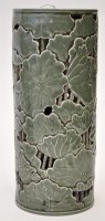 Lot 613 - Chinese carved monochrome green glaze vase, of...