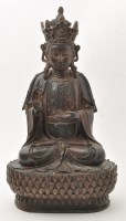 Lot 629 - Lacquered bronze figure of a Buddhist deity,...