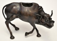 Lot 635 - Chinese bronze water buffalo, with a lowered...