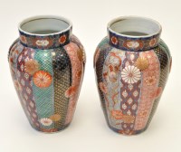 Lot 644 - Pair of Japanese 'Imari' vases, of pear shape...