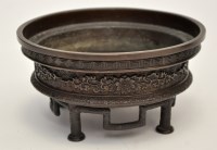 Lot 648 - Japanese bronze Koro, stepped rim with key...