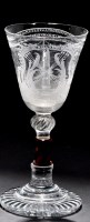 Lot 658 - Dutch engraved goblet bowl on later stem, of...