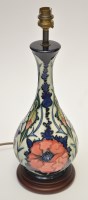 Lot 693 - Moorcroft 'Poppies' lamp base, of elongated...