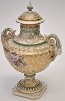 Lot 720 - Royal Worcester 'Wild Rose' urn and cover,...