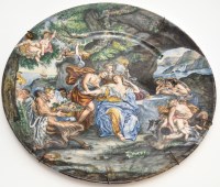 Lot 728 - Large Maiolica 'Bacchanalian Feast' charger,...