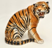 Lot 732 - Large Italian earthenware tiger, painted in...