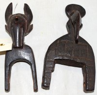 Lot 775 - West African guro heddle pullies, 12.5cms. (2)