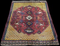 Lot 796 - A Qashqai rug, decorated with birds and flower...