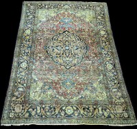 Lot 839 - An Isfahan rug, the central foliate medallion...