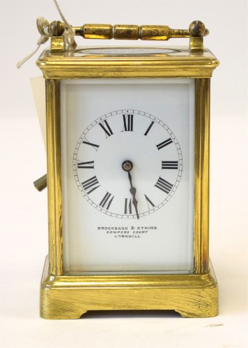 Lot 890 - A late 19th Century brass carriage clock, with...