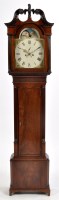 Lot 891 - A mahogany longcase clock, the painted roman...