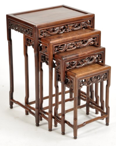 Lot 905 - Nest of four Chinese hardwood tables, of...