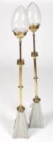 Lot 907 - A pair of 19th Century brass standard lamps,...