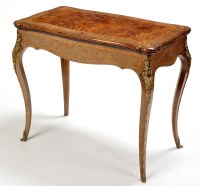 Lot 921 - A Louis XV style inlaid burr walnut turnover...