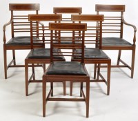 Lot 935 - A set of six Edwardian inlaid mahogany dining...