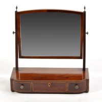 Lot 937 - A George III inlaid mahogany toilet mirror,...