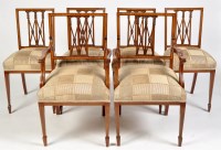 Lot 953 - A set of six Edwardian inlaid mahogany dining...