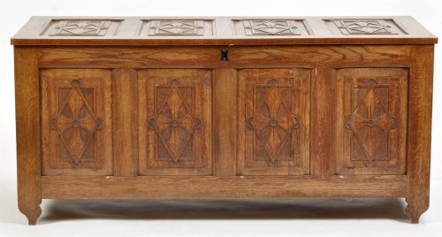 Lot 966 - A 20th Century Continental carved oak coffer,...