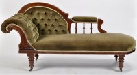 Lot 970 - A late Victorian mahogany chaise longue, the...