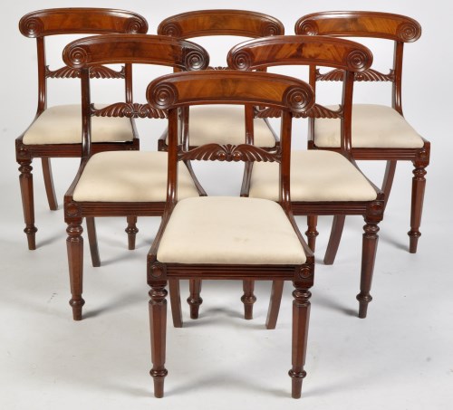 Lot 981 - A set of six William IV mahogany dining chairs,...