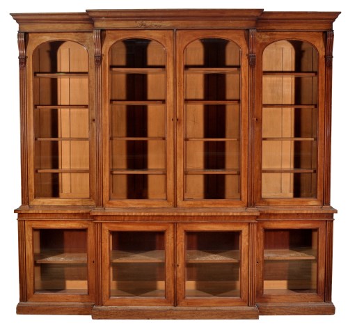 Lot 983 - A Victorian mahogany breakfront bookcase, the...