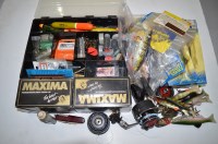 Lot 27 - Box of fishing equipment, including: Vintage D....