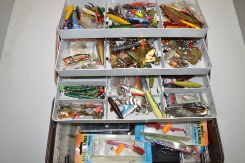 Lot 28 - Large Plano tackle box full of lures for...
