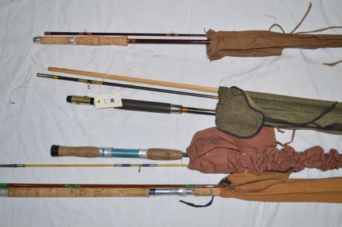 Lot 36 - Four fishing rods: Abu Diplomat 8 1/2ft....