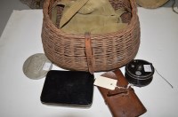 Lot 149 - A Vintage basket creel containing an alloy gut...