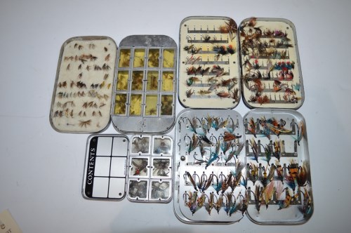 Lot 157 - A collection of metal fly cases, comprising: a...