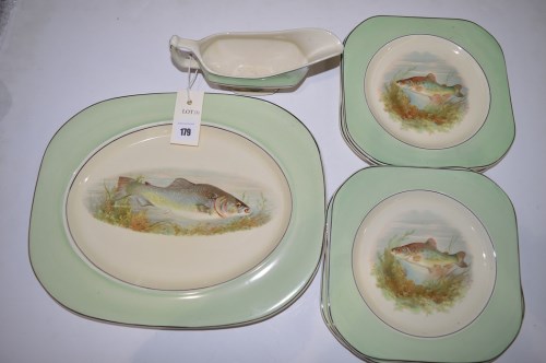 Lot 179 - Woods Ivory Ware: and eight piece fish service,...