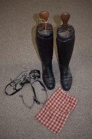 Lot 293 - A pair of black leather riding boots with...