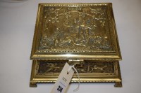 Lot 374 - A 19th Century embossed brass casket, the lid...