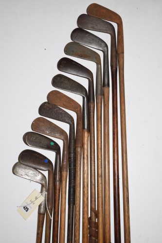 Lot 425 - Twelve hickory shafted irons, to include:...