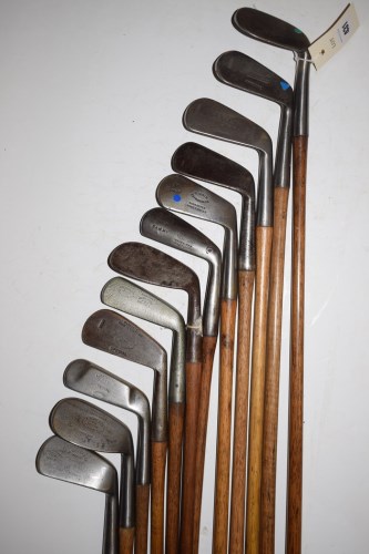 Lot 431 - Twelve hickory shafted irons, to include:...